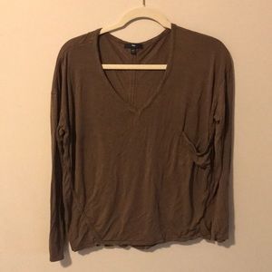 Brown long sleeve v-neck shirt